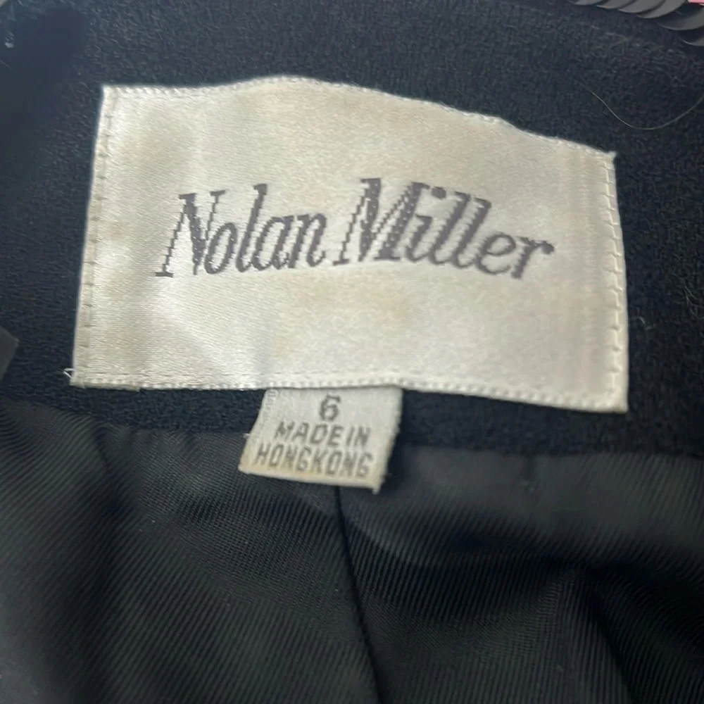 Nolan Miller Sz 6 Black Wool and Black Sequins Blazer Jacket